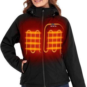 ORORO Women's Slim Fit Heated Jacket Charger Battery and Detachable Hood XL